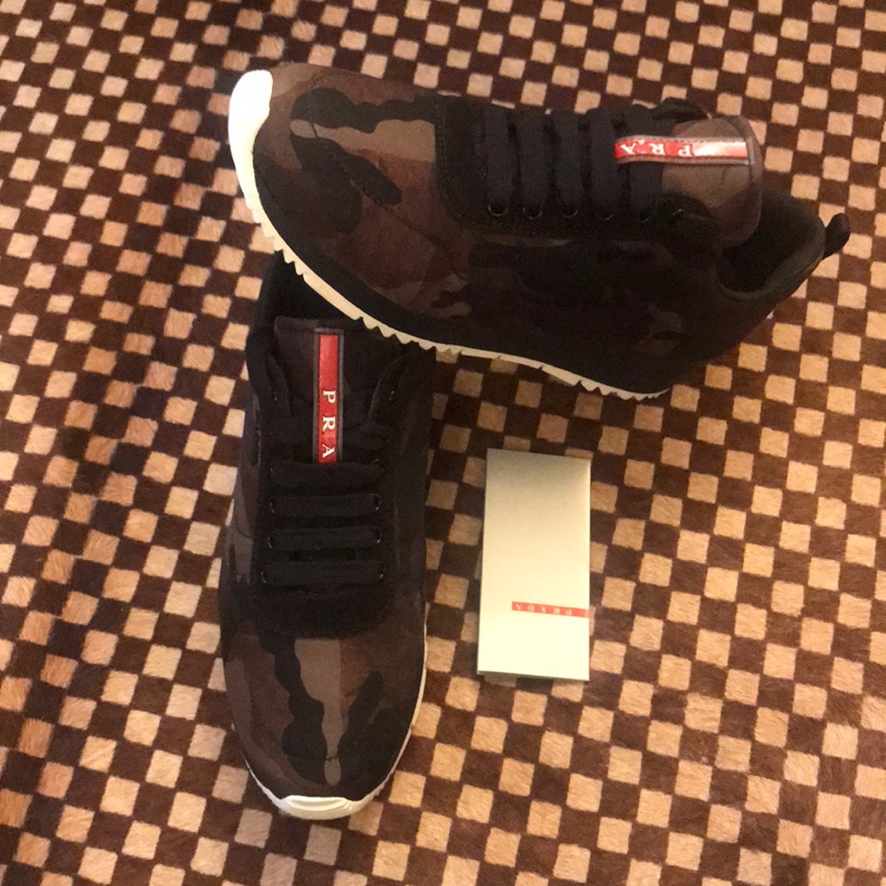 PRADA Linea Rossa Camouflage Tech Lace Sneakers